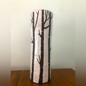 Handmade local ceramic birch wood vase new
